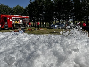 zdjęcie policjantów i dzieci na pikniku